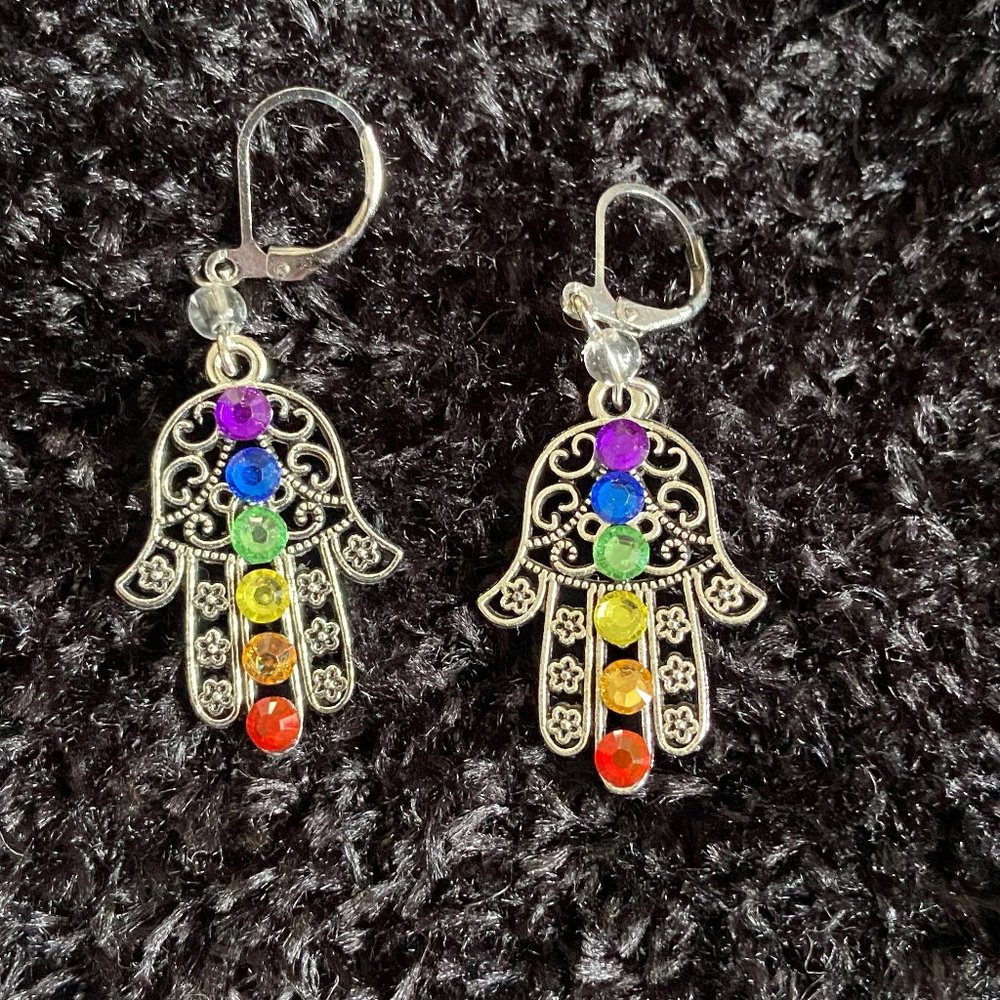 Leverback Hamsa Hand Earrings Fashion Jewelry